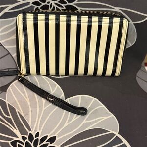 Halogen Black and Cream Striped Wallet